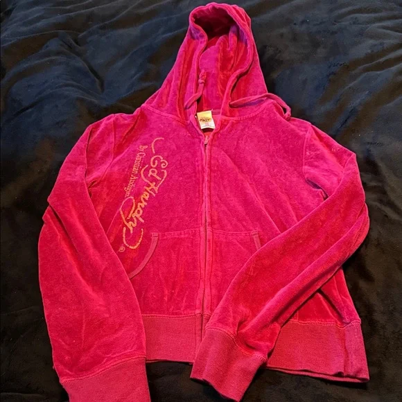Ed Hardy Hot Pink Velour Hoodie Top🍀 - Picture 4 of 6